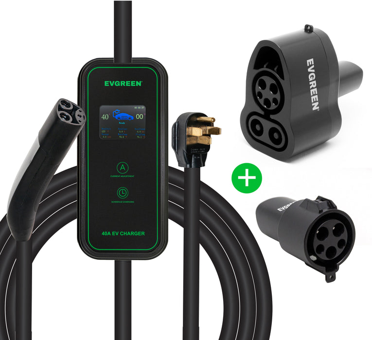 Bundle : 40 Amp Level 2 Tesla EV Charger + CCS 1 to Tesla Charging Adapter + J1772 to Tesla Charging Adapter Bundle | 25/30/40/50ft | 240V | 40 Amp | NEMA 14-50