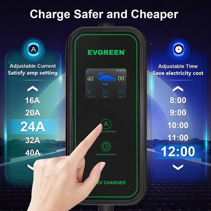 40Amp Level 2 EV Charger for J1772 or NACS (Tesla) EV |  25/30/40/50ft | 240V (HDEV0101A)