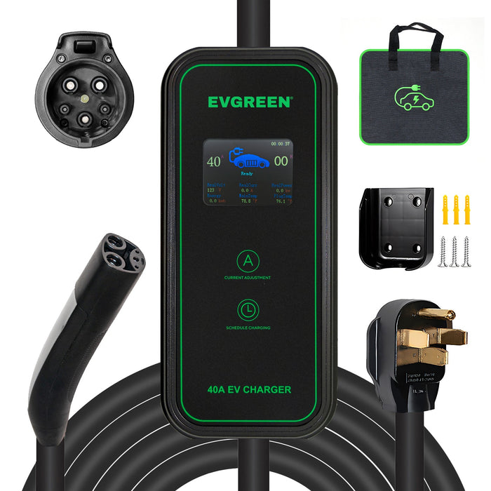 40Amp Level 2 EV Charger for J1772 or NACS (Tesla) EV |  25/30/40/50ft | 240V (HDEV0101A)