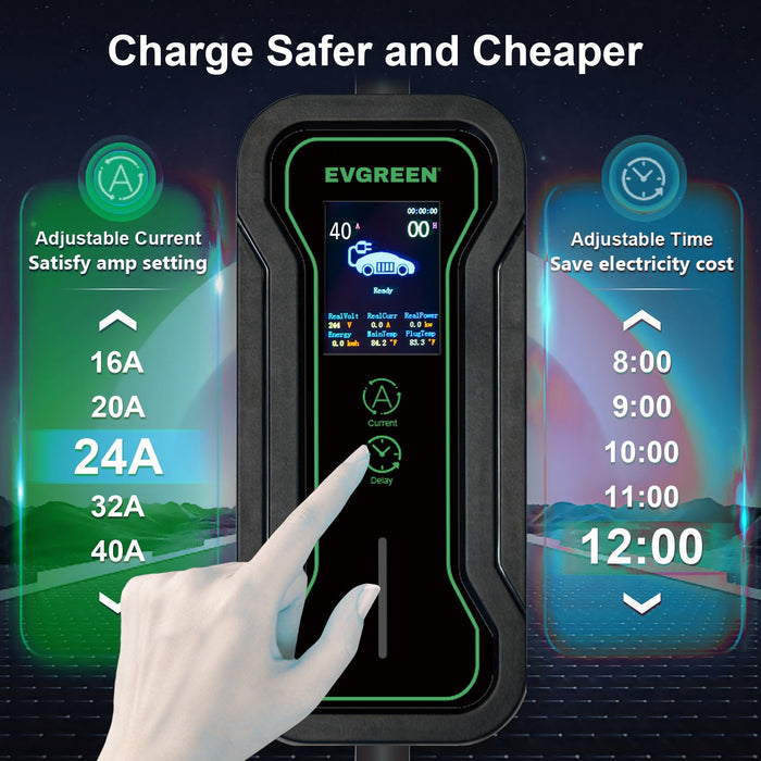 40Amp Level 2 Portable EV Charger for J1772 or NACS (Tesla) EV | 25/30/40/50ft | 240V (HDEV0104A)