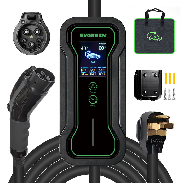 40Amp Level 2 Portable EV Charger for J1772 or NACS (Tesla) EV | 25/30/40/50ft | 240V (HDEV0104A)