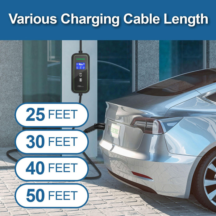 40Amp Level 2 Portable EV Charger for J1772 or NACS (Tesla) EV | 25/30/40/50ft | 240V (HDEV0104A)