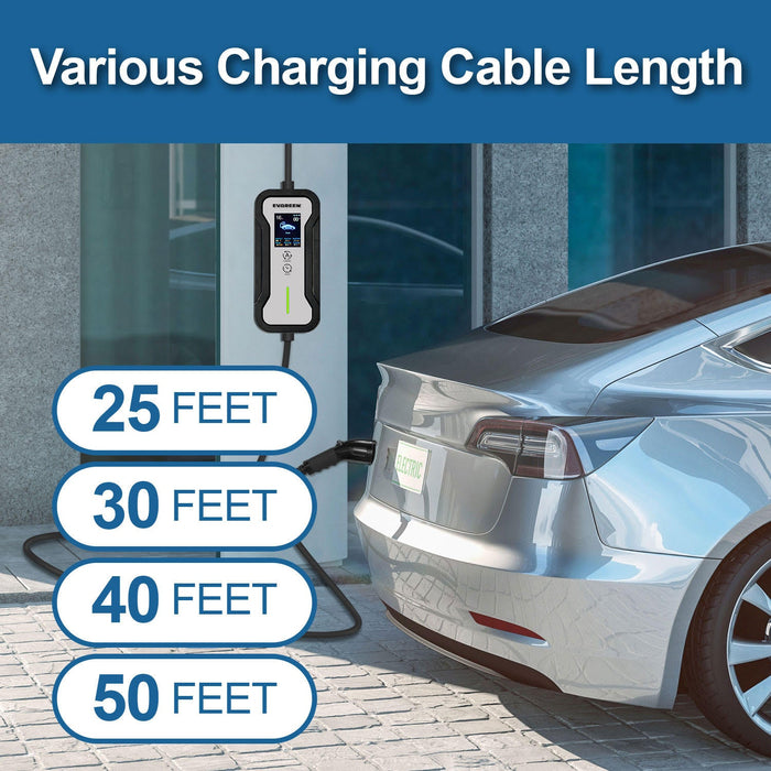 16Amp Level 1 & 2 Portable EV Charger for J1772 or NACS (Tesla) EV | 25/30/40/50ft | 110V-240V (HDEV0104C)